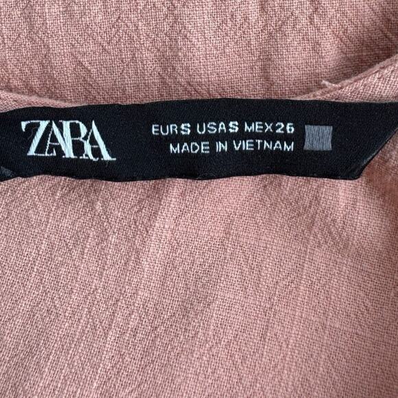 Zara Top Size Small Sleeveless Crew Neck Deep V Ruffle Embellishment - Picture 6 of 6